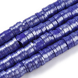 Handmade Polymer Clay Beads Strands, Pearlized, Disc/Flat Round, Heishi Beads, Blue, 6mm, Hole: 1.5mm, 15.75''(40cm)(CLAY-CJC0015-01A)