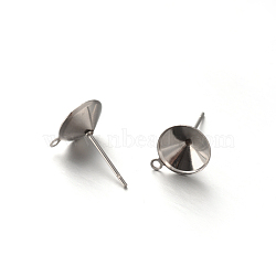 Non-Tarnish 304 Stainless Steel Stud Earring Settings for Pointed Back Xilion Rivoli Rhinestone and Dangle Charms, with Loop, Stainless Steel Color, 8.5mm, Hole: 1mm, Pin: 0.6mm, Fit for 8mm Rhinestone(STAS-E088-15-8.5mm)