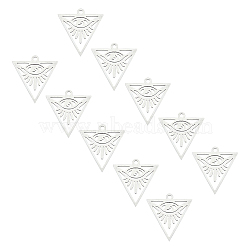 201 Stainless Steel Pendants, Filigree Joiners Findings, Laser Cut, Triangle with Eye, All Seeing Eye, Stainless Steel Color, 20x19.5x1mm, Hole: 1.4mm, 10pcs/box(STAS-UN0018-76P)