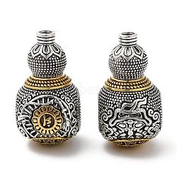 Rack Plating Tibetan Style Alloy 3 Hole Guru Beads, T-Drilled Beads, Gourd, Cadmium Free & Lead Free, Antique Silver & Antique Golden, 23.5x13x15mm, Hole: 2mm and 2.4mm(FIND-B023-06)