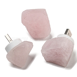 Nuggets Natural Rose Quartz USB Night Light, Healing Raw Stone Night Lamp for Bedroom Home Decor, 32~47x26~42x30~55mm(G-Q170-02J)