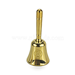 Brass Hand Bell, Display Decoration, Service Bell, Dinner Bell, Tarot Ritual Meditation Alarm, Golden, Star, 43x98mm(WICR-PW0008-09D)