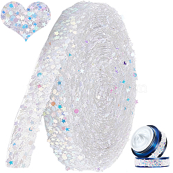 5M Rhinestone Ribbon, Stars Hot Drill Strip, White, 1/2 inch(14mm)~5/8 inch(15mm), about 5.47 Yards(5m)/Set(OCOR-CY0002-01B)
