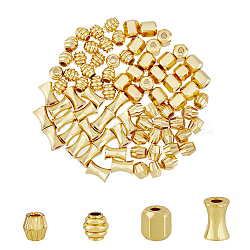 80Pcs 4 Style Brass Beads, Hexagon & Column & Bicone, Golden, 4~4.5x4x4~6mm, Hole: 1.5~1.6mm, 20pcs/style(KK-DC0002-97)