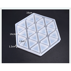 Silicone Cup Mat Molds, Resin Casting Molds, For UV Resin, Epoxy Resin Jewelry Making, Hexagon, White, 16x14x1.2cm, Inner Size: 2.8cm(X-DIY-F026-C01)