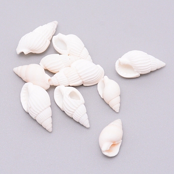 Natural Conch Shell Beads, Undrilled/No Hole Beads, White, 13.8~18.4x7~9.9x6.5~7.3mm, 10pcs/bag