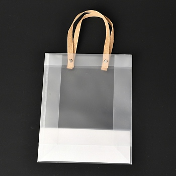 Valentine's Day Rectangle Custom Blank Transparent Tote Bag, Waterproof Plastic Shopping Bags, with Handle, Clear, 37x20cm, 10pcs/set