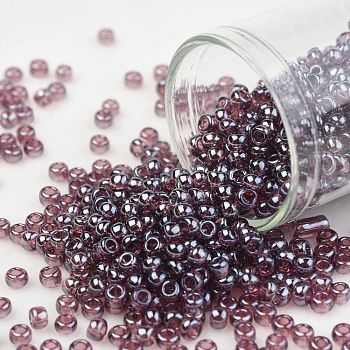 TOHO Round Seed Beads, Japanese Seed Beads, (110B) Transparent Luster Medium Amethyst, 8/0, 3mm, Hole: 1mm, about 10000pcs/pound