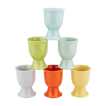 Olycraft 6Pcs 6 Colors Ceramic Baker Ross Egg Cups, for Home Decorate and DIY Arts Crafts, Colorful, 51x69.5mm, Inner Diameter: 37mm, 1pc/colors