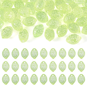 50Pcs Transparent Acrylic Beads, Lemon, Top Drilled, Green Yellow, 13.5x9.5x9mm, Hole: 1.8mm