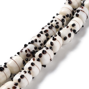 Handmade Lampwork Beads, Bumpy, Panda, White, 11~13x9~10mm, Hole: 1.8~2mm, about 30pcs/strand, 13.58 inch(34.5cm)