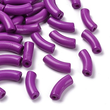 Opaque Acrylic Beads, Curved Tube, Dark Violet, 34.5x13x11mm, Hole: 3.5mm