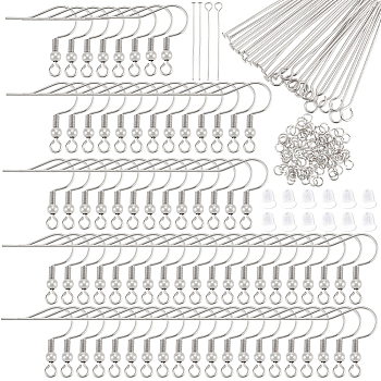 DIY Jewelry Kit, Inclduing Earring Hooks, Jump Ring, Eye Pin and Ear Nuts, Stainless Steel Color, 20x20x3mm, Hole: 2mm