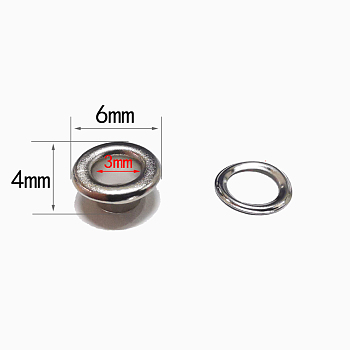 Iron Grommet Eyelet Findings, with Washers, for Bag Repair Replacement Pack, Platinum, 0.4x0.6cm, Inner Diameter: 0.3cm