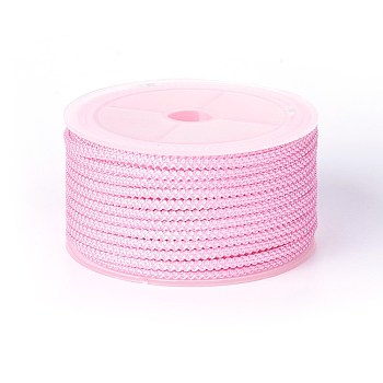 Polyester Braided Cord, Pearl Pink, 3mm, about 12.02~13.12 yards(11~12m)/roll