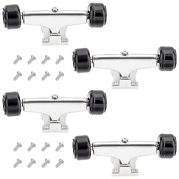 Plastic & Aluminum Alloy Skateboard Bracket Bearing Wheel, with Iron Screws, Black, 20pcs/box