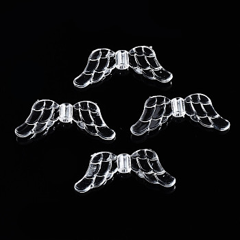 Transparent Acrylic Beads, Wing, Clear, 29x12x3.5mm, Hole: 1.8mm, about 1220pcs/500g