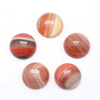 Natural Banded Agate Cabochons, Half Round, 12x5~6mm