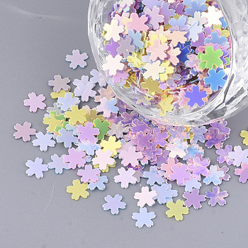 Ornament Accessories, PVC Plastic Paillette/Sequins Beads, Sakura, Mixed Color, 4.5x5x0.4mm, about 3600pcs/30g