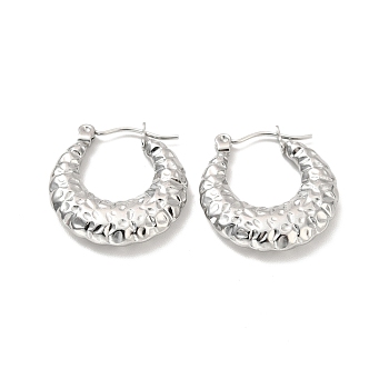 304 Stainless Steel Crescent Moon Hoop Earrings, Croissant Chunky Earrings for Women, Stainless Steel Color, 18x20x4mm, Pin: 0.7mm