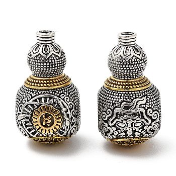 Rack Plating Tibetan Style Alloy 3 Hole Guru Beads, T-Drilled Beads, Gourd, Cadmium Free & Lead Free, Antique Silver & Antique Golden, 23.5x13x15mm, Hole: 2mm and 2.4mm