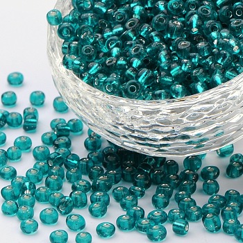 6/0 Glass Seed Beads, Silver Lined Round Hole, Round, Light Sea Green, 4mm, Hole: 1.5mm, about 6639 pcs/pound