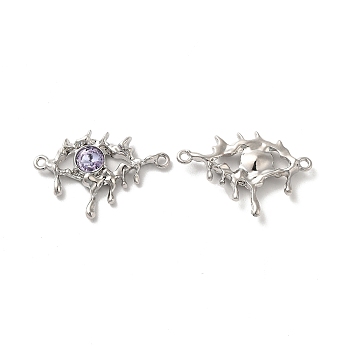 Alloy Connector Charms, Melting Eye Links with Glass, Lead Free & Cadmium Free, Platinum, Lavender, 21x30.5x4mm, Hole: 1.6mm