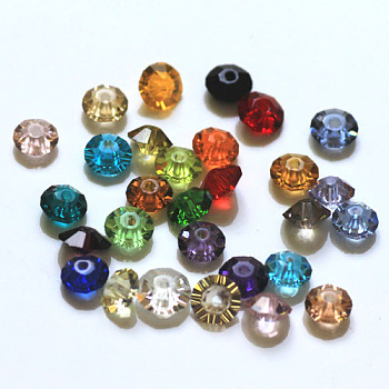 Imitation Austrian Crystal Beads, Grade AAA, Faceted, Flat Round, Mixed Color, 6x3.5mm, Hole: 0.7~0.9mm