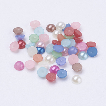 Half Round Domed Imitated Pearl Acrylic Cabochons, Mixed Color, 4x2mm, about 1000pcs/10g