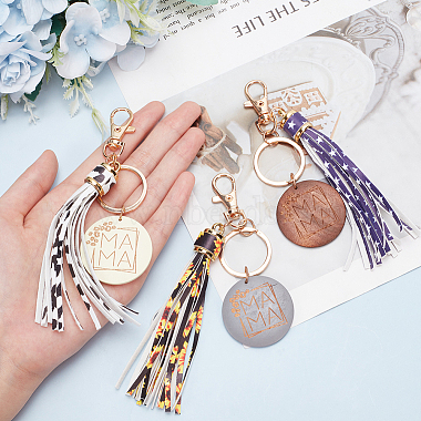 WADORN 3Pcs 3 Colors PU Leather Tassel Big Pendant Decorations with Wooden Mama Charm(HJEW-WR0001-03)-4
