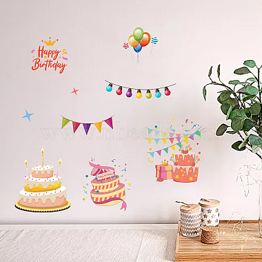 8 Sheets 8 Styles Birthday Cake PVC Waterproof Wall Stickers(DIY-WH0345-082)-6