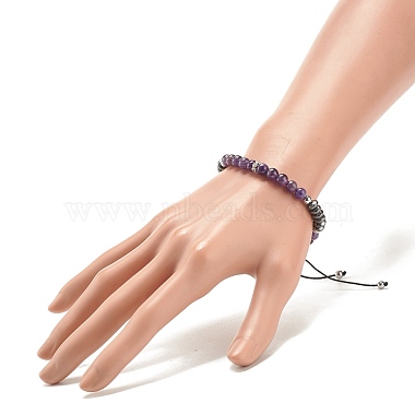 Natural Gemstone & Synthetic Hematite Braided Bead Bracelet for Women(BJEW-JB08181)-3