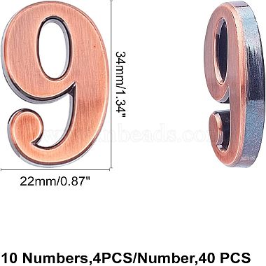 SUPERFINDING 40Pcs Number 0~9 ABS Plastic Mirror Wall Stickers(DIY-FH0002-41R)-3