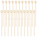 200Pcs Brass Eye Pins, Real 18K Gold Plated, 32x3x0.7mm, 21 Gauge, Hole: 1.5mm(KK-BBC0002-89)