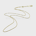 925 Sterling Silver Box Chain Necklaces, with Spring Ring Clasps, with 925 Stamp, Real 18K Gold Plated, 16 inch(40cm), hole: 1mm, Pin: 0.8mm(STER-F039-40cm-13G)