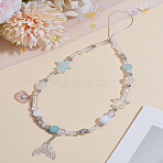 1Pc Ocean Style Alloy & PVC Mobile Straps, Mobile Accessories Decoration, Fishtail, Shell Shape, Cyan, 230mm(AJEW-LP0005-12)