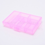 Transparent Plastic Bead Containers, with Hinged Lids, Rectangle, Pink, 13.5x8.7x2.4cm(CON-WH0073-84A)