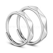 SHEGRACE Rhodium Plated 925 Sterling Silver Finger Rings, with 925 Stamp, Platinum, 17mm(JR663A)