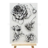 Rose Silicone Stamps, for DIY Scrapbooking, Photo Album Decorative, Cards Making, Clear, 160x110mm(SCRA-PW0016-100)