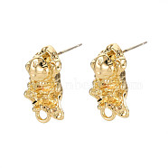 Alloy Stud Earring Findings, with Loop, Cadmium Free & Lead Free, Light Gold, 18x10mm, Hole: 2mm, Pin: 0.7mm(X-PALLOY-Q433-025-RS)