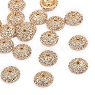 Apetalous Half Round/Dome Brass Micro Pave Cubic Zirconia Bead Caps, Golden, 8x3mm, Hole: 1mm(X-ZIRC-D062-G)