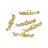 Rack Plating Brass Micro Pave Clear Cubic Zirconia Connector Charms, Real 18K Gold Plated, Long-Lasting Plated, Cadmium Free & Nickel Free & Lead Free, Letter Links, Letter.Y, 6.5x25x3mm, Hole: 1.2mm(KK-C007-37G-Y)