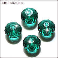 Imitation Austrian Crystal Beads, Grade AAA, Faceted, Rondelle, Teal, 6x4mm, Hole: 0.7~0.9mm(SWAR-F068-4x6mm-24)