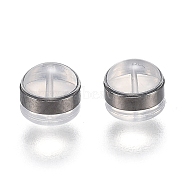 Brass Rings Silicone Ear Nuts, Earring Backs, Gunmetal, 5.7x5.7x4.5mm, Hole: 1mm(SIL-N003-03B)