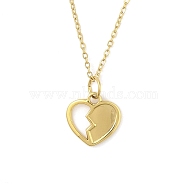 Ion Plating(IP) 304 Stainless Steel Pendant Necklaces for Women, Heart, Real 18K Gold Plated, 17.91 inch(45.5cm)(NJEW-B080-15G)