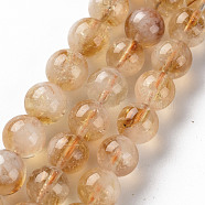 Natural Citrine Beads Strands, Round, 8mm, Hole: 0.9mm, about 50~52pcs/strand, 15.35 inch(39cm)(G-S362-105C)