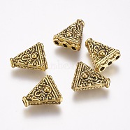 Tibetan Style Alloy Beads, Triangle, Antique Golden, 16.5x15x7.5mm, Hole: 2mm(PALLOY-G152-09AG)