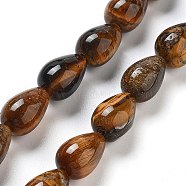 Natural Tiger Eye Beads Strands, Teardrop, 12x8mm, Hole: 1.2mm, about 33~34pcs/strand, 15.16~16.54''(38.5~42cm)(G-B106-A24-02)