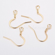 304 Stainless Steel Earring Hooks, with Horizontal Loop, Golden, 17x18.5x1.5mm, Hole: 2.5mm, 20 Gauge, Pin: 0.8mm(STAS-G179-46G)