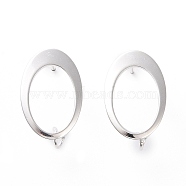 201 Stainless Steel Stud Earring Findings, with Vertical Loop and 316 Stainless Steel Pin, Oval, 925 Sterling Silver Plated, 19x12mm, Hole: 2.5mm, Pin: 0.7mm(X-STAS-K241-26S)